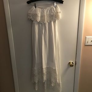 White Lace Strapless Dress